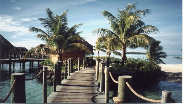 Walkway to overwater bungalows